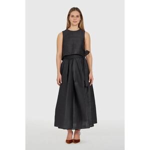 Livro Cropped Sleeveless Silk Top in Black M